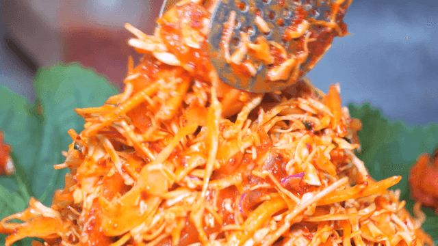 Raw fish salad piled high