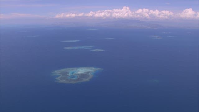 Coral reef under the sea seen from the sky