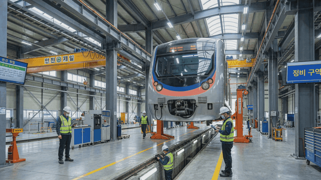 Train maintenance workers at large facilities