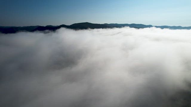 Foggy and lush mountains with a winding road