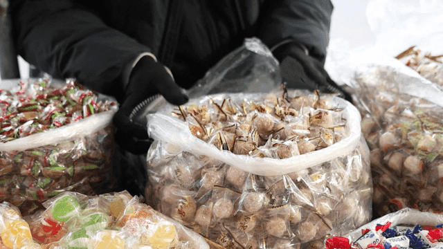Assorted candies in plastic bags