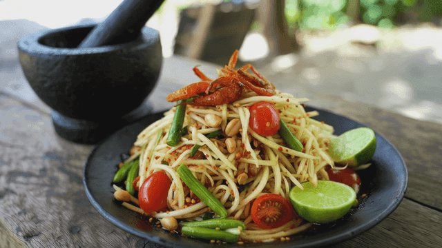 Colorful papaya salad Som Tum