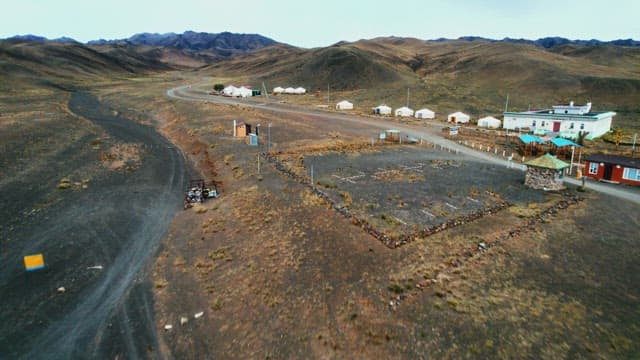 Nomad Settlement Among Rugged Mountains