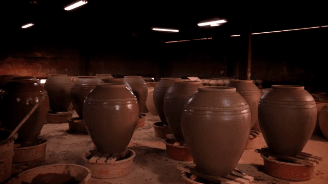 Traditional Korean ceramics in a workshop