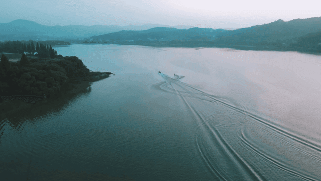 Water skiing on lake
