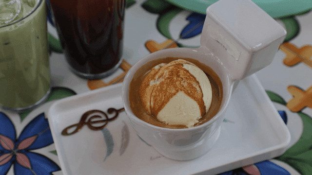 Affogato served with iced drinks
