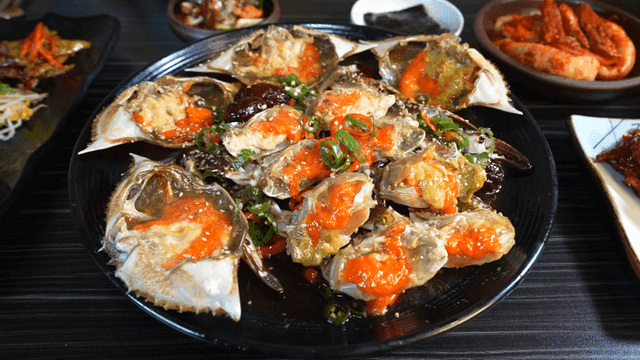 Korean marinated crab with side dishes