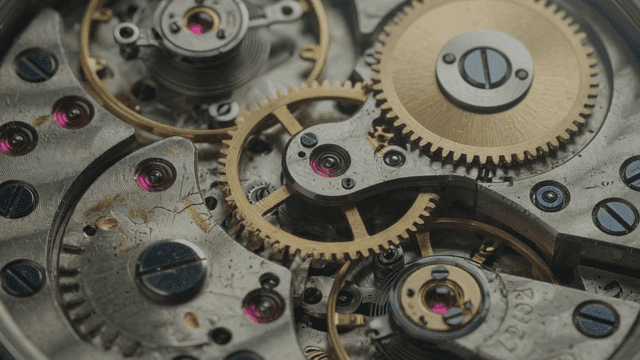 Intricate gears of a mechanical watch