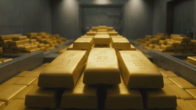 Stacks of gold bars in a secure vault