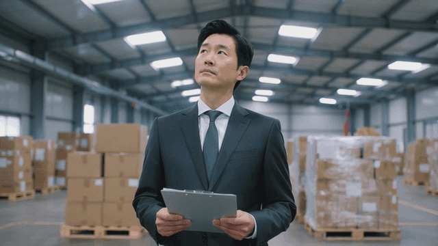 Warehouse manager checking inventory