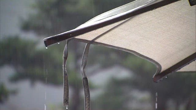 Raindrops Falling on the Edge of a Parasol