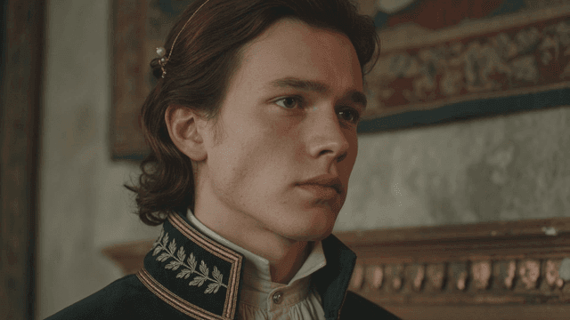 Young European medieval man in historical costume