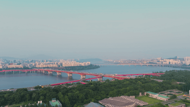 Seoul landscape with bridge over the river