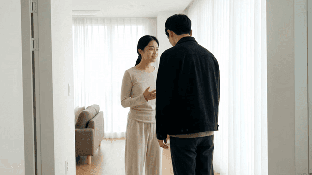 Couple having serious conversation.