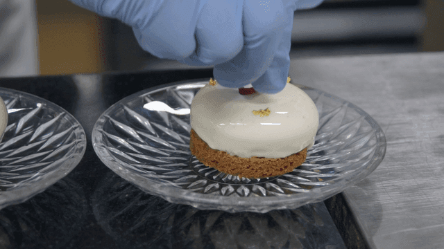Beautifully decorated dessert on plate