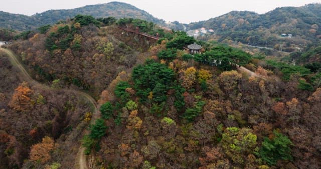 Sky Bridge Hanging Between Autumn Mountains