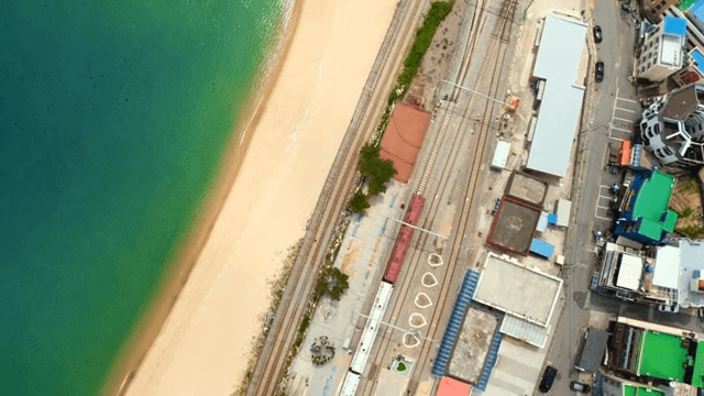 Coastal train station by the beach