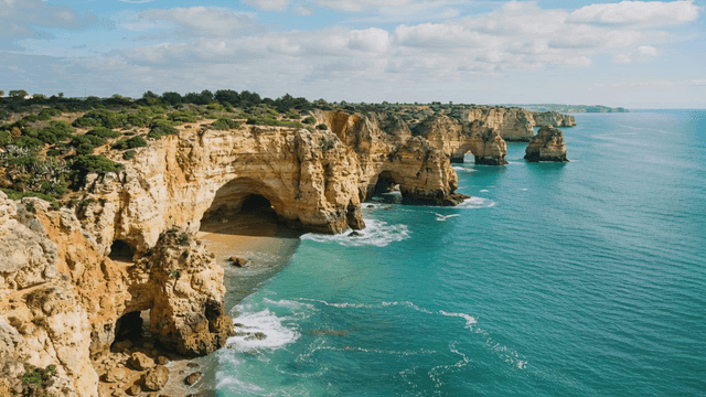 Scenic cliffs and turquoise ocean waves