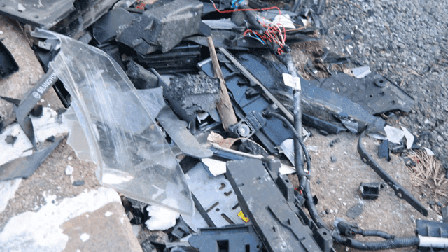 Scattered debris from traffic accidents on street