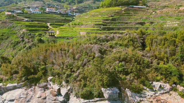 Terraced fields and village landscape