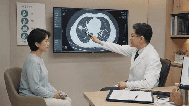 Doctor explaining CT scan results to patient