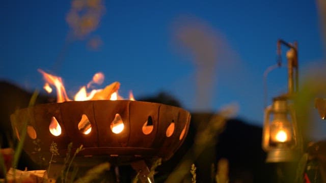 Campfires and camping lanterns to light up the night