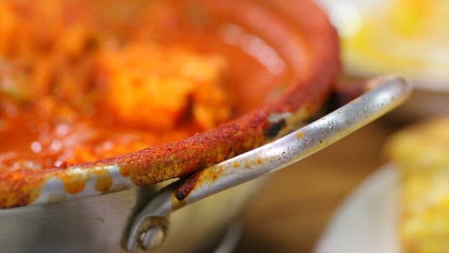 Delicious spicy pork stew cooked in a pot