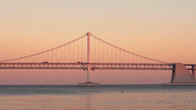 Bridge Over Calm Sea at Sunset