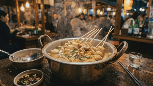 Fish cake soup at street food stall