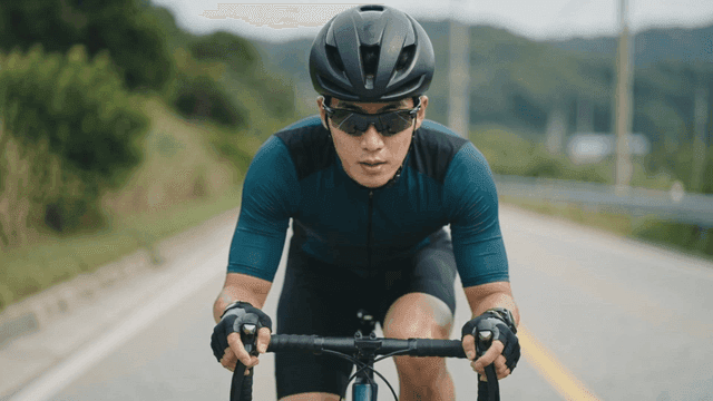 Cyclist riding on a rural road