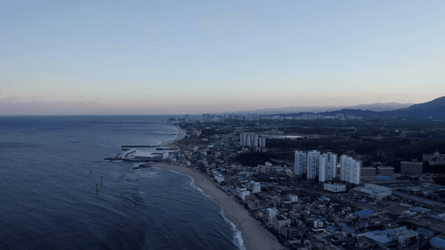 Coastal city with a view of the sea