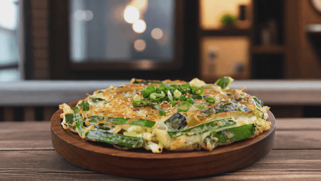 Crispy grilled scallion pancake