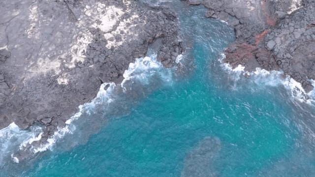 Rocky coastline with turquoise waves