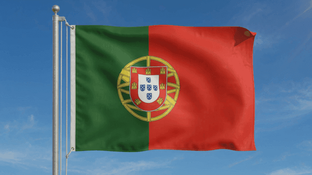Portuguese flag fluttering under clear sky