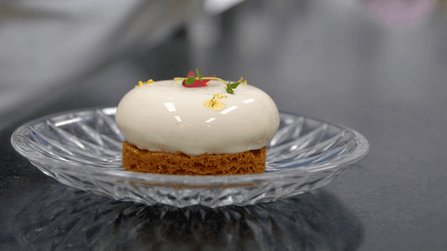 Beautifully presented dessert on plate