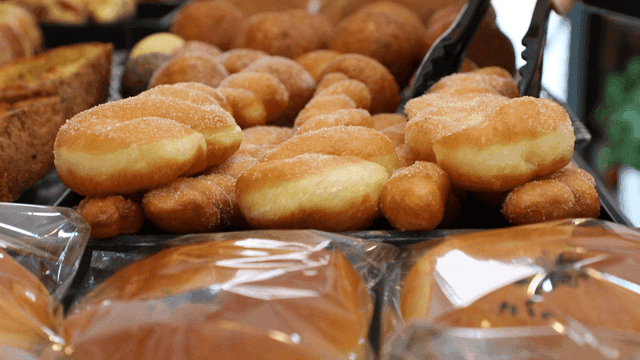 Variety of freshly baked donuts