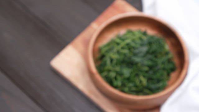 Freshly Prepared Korean Thistle on a Wooden Table