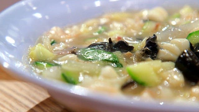 Thick jjajang with mixed seafood and vegetables