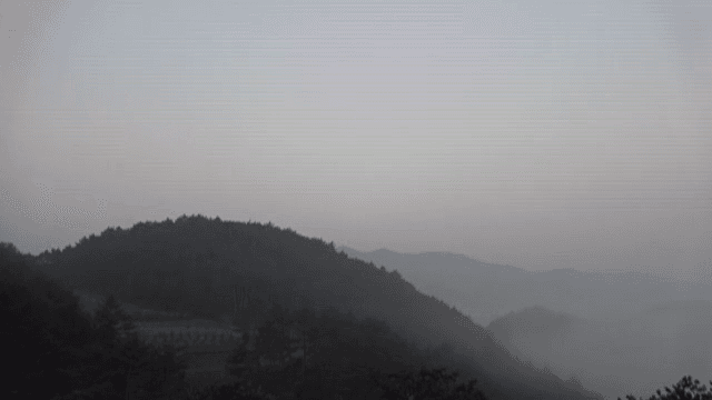 새벽의 안개 낀 산
