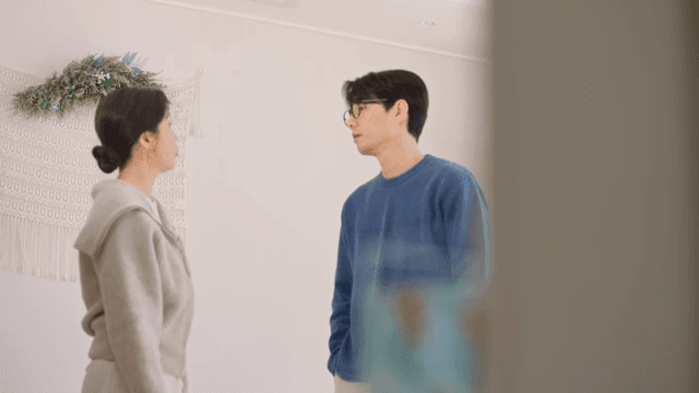 Parents' fight seen from behind a wall through the eyes of a child