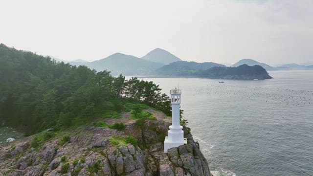 Lighthouse on a rocky coastal cliff