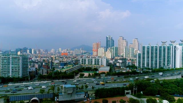 Tall Buildings and Busy Roadways in the City