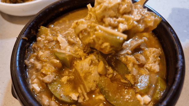 Korean soybean paste stew in a pot