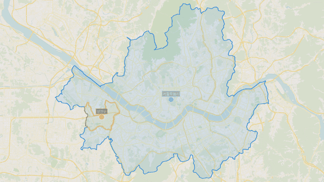 Map showing boundaries of Yangcheon-gu, Seoul