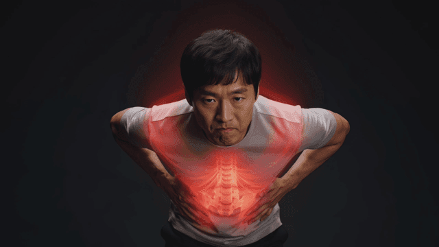 Men suffering from back pain