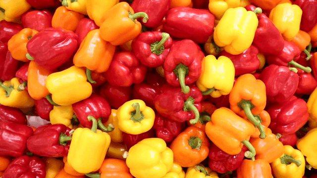 Pile of colorful bell peppers