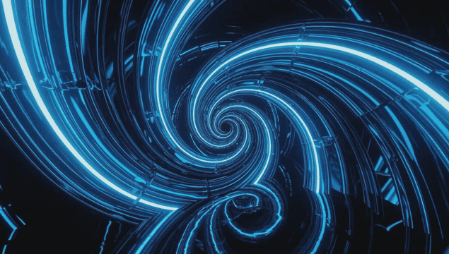 Dynamic swirling blue light patterns