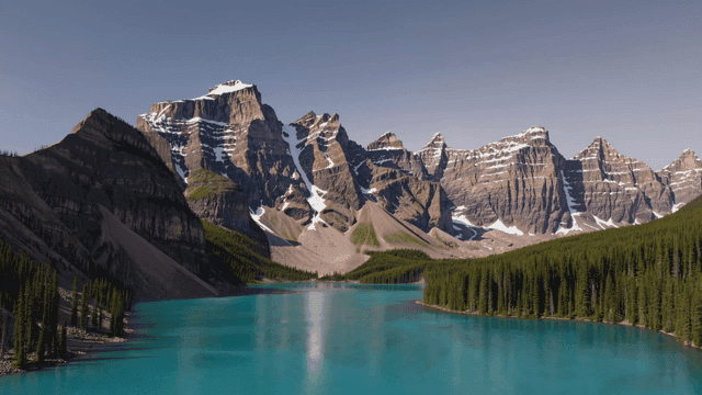 Tranquil lake surrounded by majestic mountains