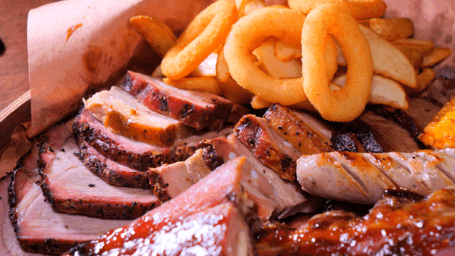 Various grilled Texas barbecue and side dishes