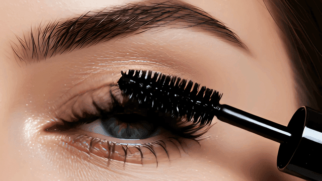 속눈썹에 마스카라 바르는 여성